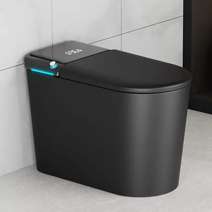 1.28 GPF Auto Open Close Lid Elongated Bidet Toilet in Matte Black with Heated Seat, Warm Air Dryer and Ambient Light