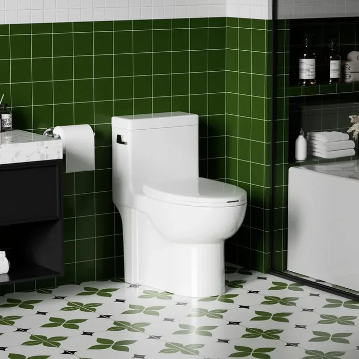1.28 GPF Side-Single-Flush 1-Piece Toilet, Water-Saving Elongated Comfort Height Floor Mounted, 1000 g MAP, White