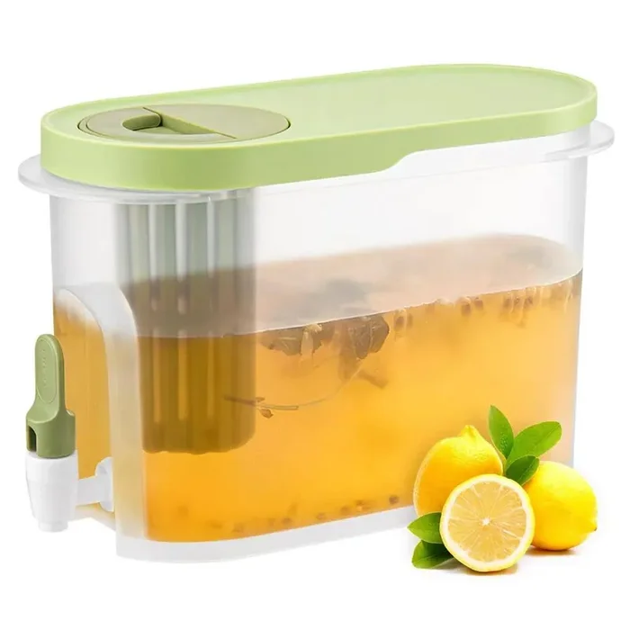 1 Gal. Plastic Drink Dispenser for Fridge, Beverage Liquid Drink Container for Party with Spigot, Green
