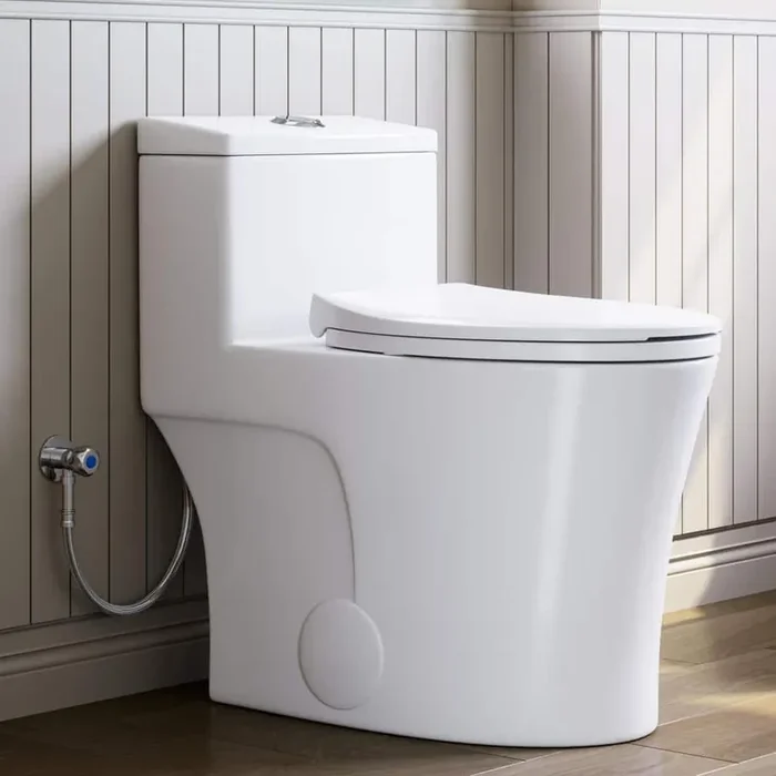 1-piece 0.8/1.28 GPF Dual Flush Elongated Toilet in Matte White HR-0038W with ADA Chair Height, Soft-Close Seat Included