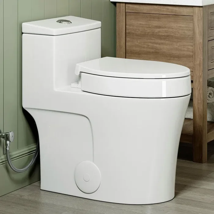 (1-Piece) 0.8/1.28 GPF Dual Flush Elongated Toilet in White HR-0038W with 3 in. Toilet Seat Riser, MAP Flush 1000g