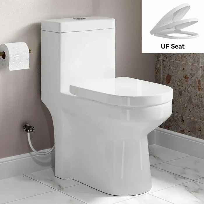 1-Piece 1.1/1.6 GPF Compact Dual Flush Round Toilet in White Soft Close Durable UF Seat Included