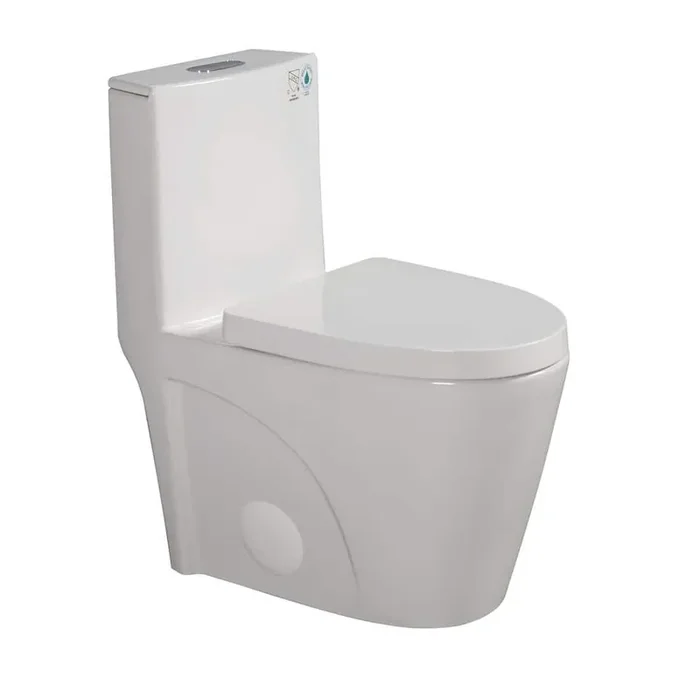 1-Piece 1.1/1.6 GPF Dual Flush Elongated Ceramic Toilet in White with Soft Close