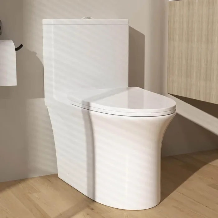 1-piece 1.1 GPF/1.6 GPF Dual Flush Elongated Toilet in White Slow-Close, Seat Included