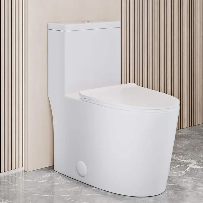 1-Piece 1.1 GPF Single Flush Dreux High Efficiency Elongated Toilet with Extra-Strong Flush Technology