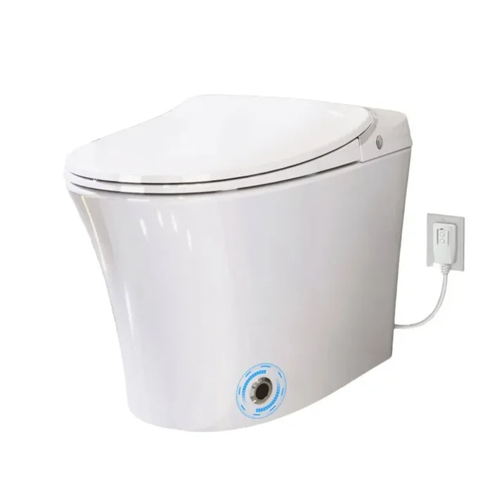 1-Piece 1.28 GPF Single Flush Elongated Smart Toilet with Remote Control with Dryer and Warm Water White