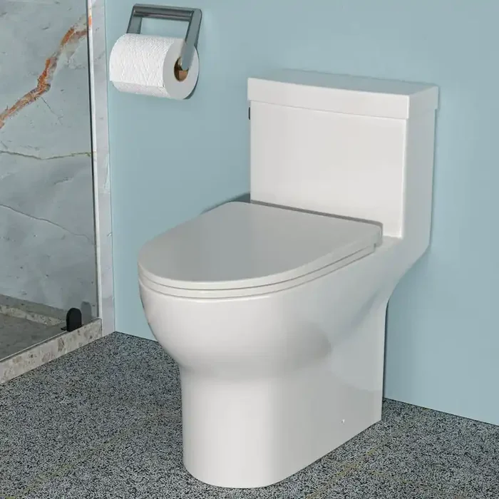 1-piece 1.28 GPF Single Flush Elongated Toilet in White Seat Included