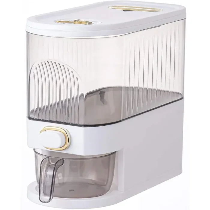 1-Piece Rice Dispenser Bucket Set, 11Lbs Large Grain Container with Lid, Measuring Cup for Household Cereal