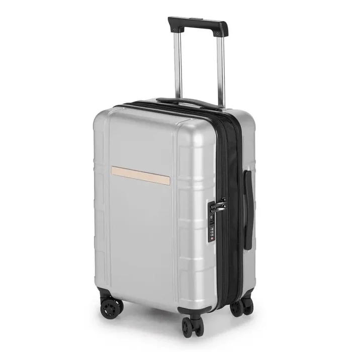 1-Piece Silver 20 in. PC Plus ABS with TSA Lock Expandable Spinner Carry on Hardshell Luggage Set