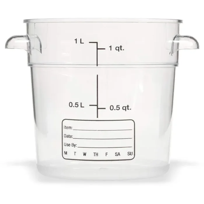 1 qt. Polycarbonate Round Storage Container in Clear (Case of 12)