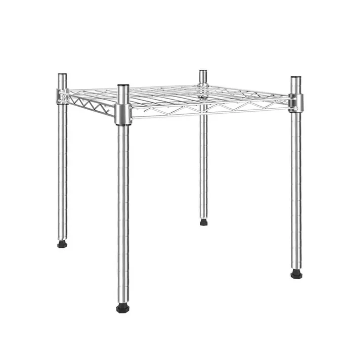 1-Tier Chrome Heavy Duty Metal Shelving Unit, Stackable Wire Storage Rack with Adjustable Feet-14 in. W x 15″ D x 15″ H