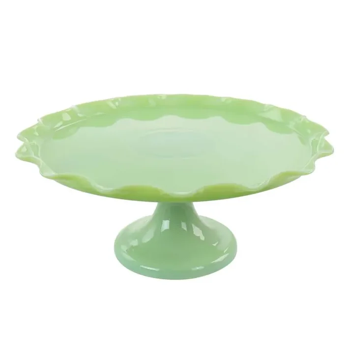 1-Tier Jade Green Jadeite Glass Cake Stand