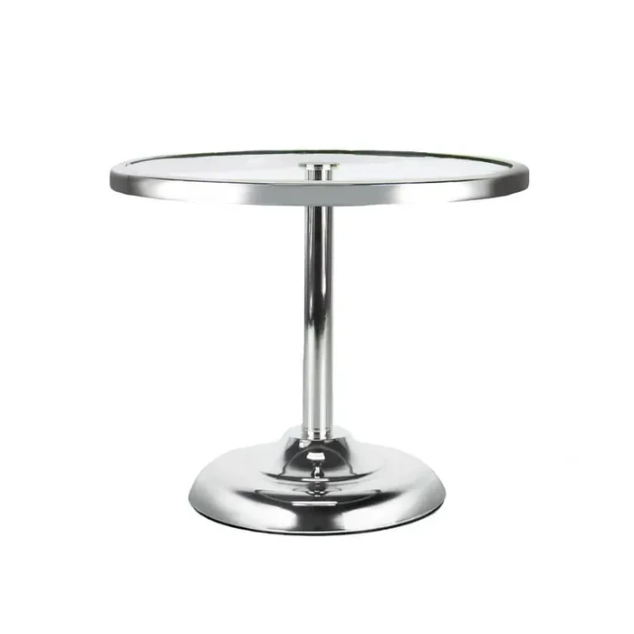 1-Tier Silver Round Glass Top Cake Stand Dessert Display 9.75 in.