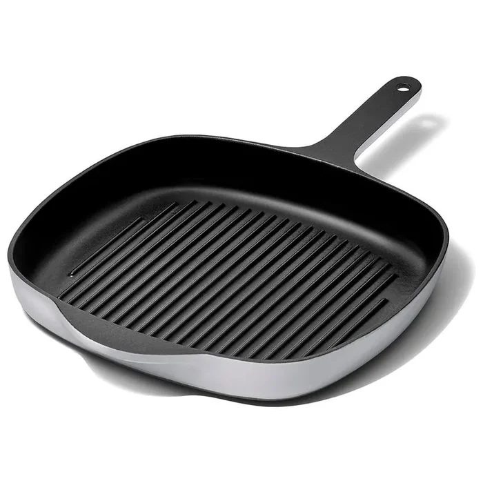 10.5 in. Cast Iron Grill Pan in Gray