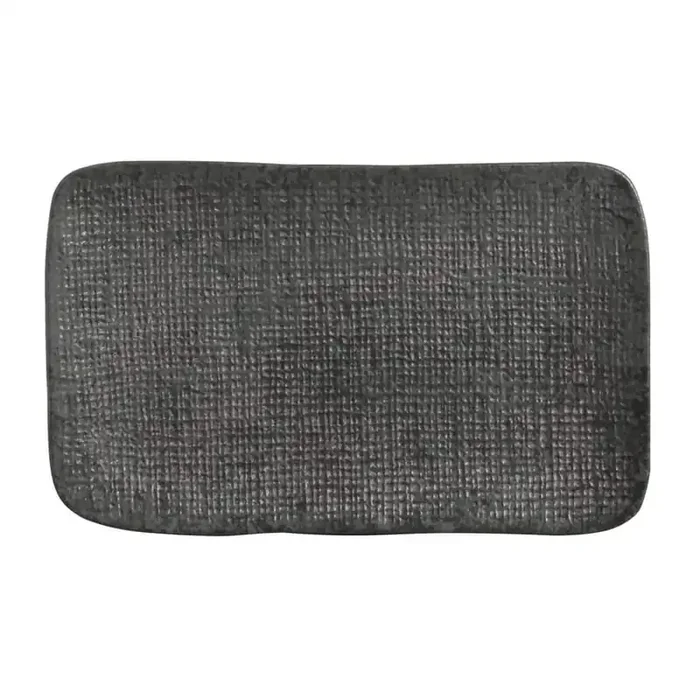 10.63 in. Chromium Gray Stoneware Rectangular Platter Medium Juta (Set of 4)