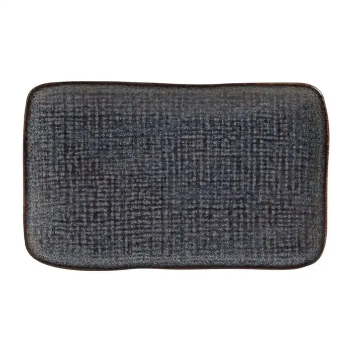 10.63 in. Titanium Dark Blue Stoneware Rectangular Platter Medium Juta (Set of 4)