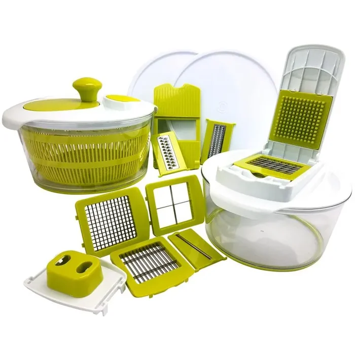 10-in-1 Multi-Use Salad Spinner with Slicer, Dicer and Chopper