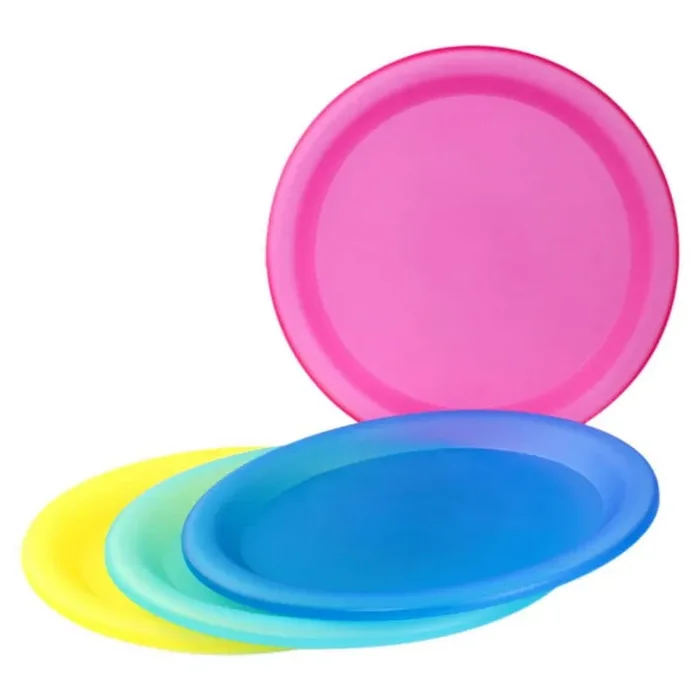 10 in. Colorful Plastic Reusable Dinner Plates (Set of 4)
