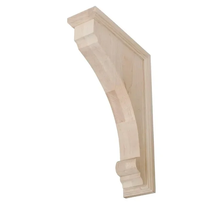 10 in. x 2-1/8 in. x 7 in. Unfinished Small North American Solid Hard Maple Traditional Plain Wood Backet Corbel