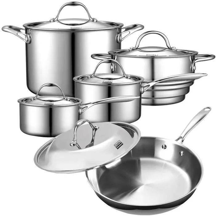 10 Piece Multi-Ply Clad Stainless Steel Cookware Set