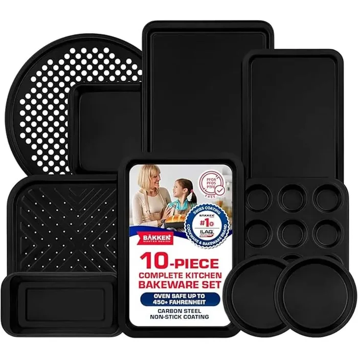 10 Piece Set Carbon Steel Bakeware Set – Black