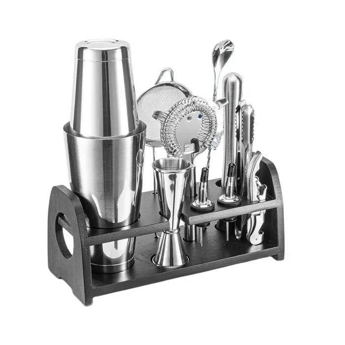 10-Piece Silver Stainless Steel Cocktail Shaker Set Bartender Kit Bar Set Barware Bartender Set for Home Bar Party