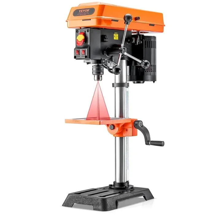 10in. Benchtop Drill Press 6.2A Induction Motor Tabletop Drilling Machine Adjustable Speed Worktable LED Work Light