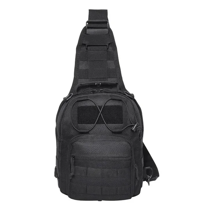 10L Tactical Sling Bag, 10.63 in. Black Backpack with Multi-pocket Design, Ideal for Hiking, Camping, EDC, Black
