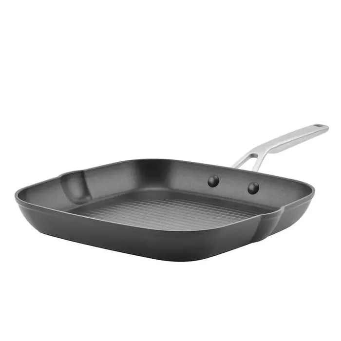 11.25 in. Hard Anodized Aluminum Induction Grill Pan Black