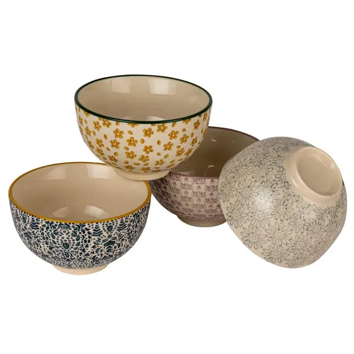 11.26 fl. oz. Multicolor Floral Mosaic Stoneware Bowl (Set of 4)