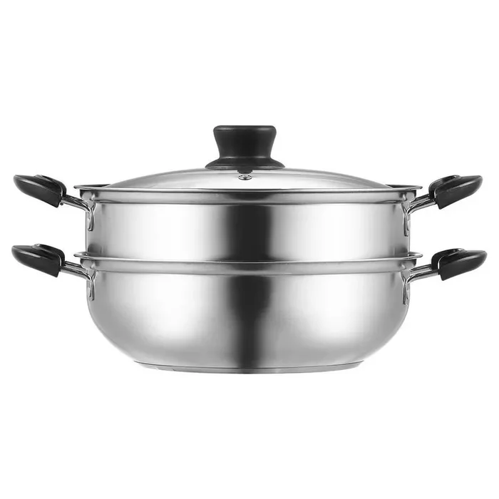 11 in/28 cm Steamer Pot, 3 qt. Capacity with Food-Grade 304 Stainless Steel, Gas Compatible, Multi-Purpose Cooking Pot