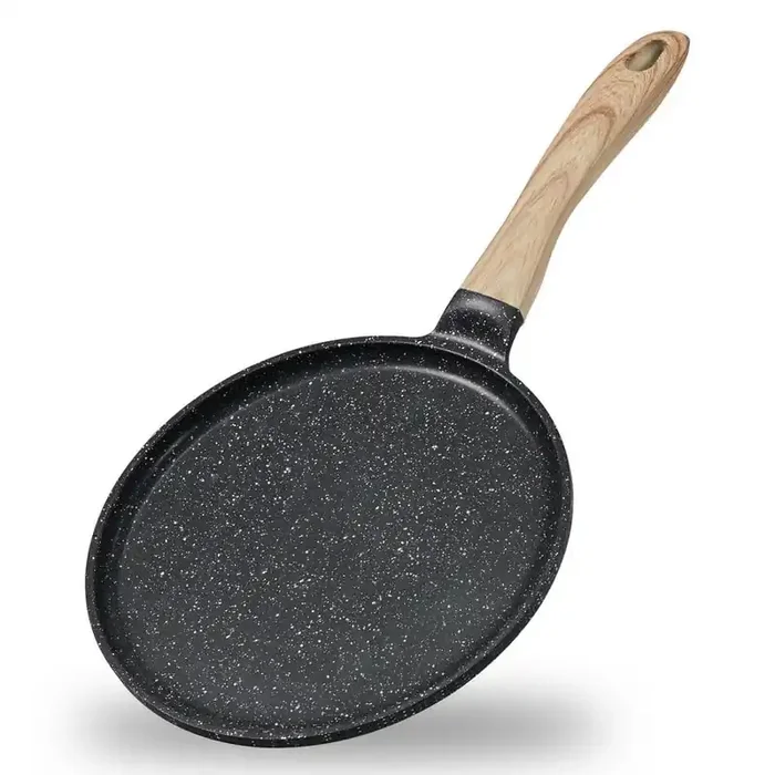 11 in. Aluminum Healthy Granite Nonstick Coating Crepe Pan in Gray Heat-Resistant Ergonomic Bakelite Handle