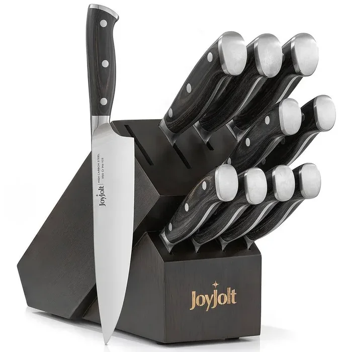 11-Piece High-Carbon Steel Assorted Kitchen Knife Set with Wooden Knife Block