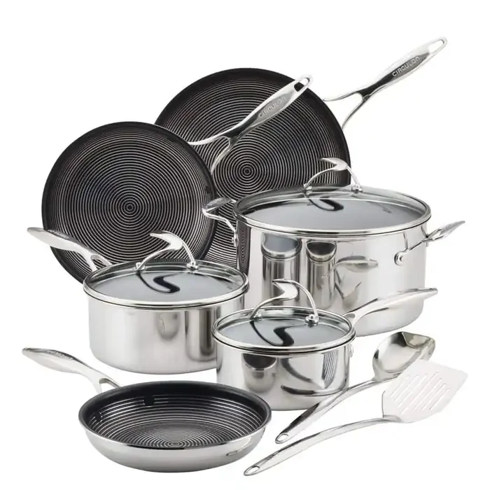11-Piece Stainless Steel Nonstick Cookware Set SteelShield Clad in Silver