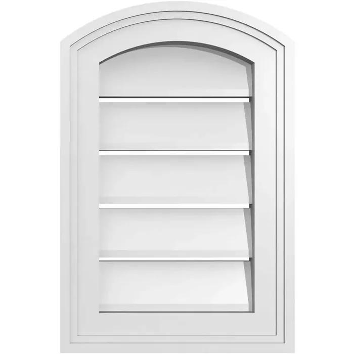 12″ x 16″ Arch Top Surface Mount PVC Gable Vent Non-Functional with Brickmould Frame