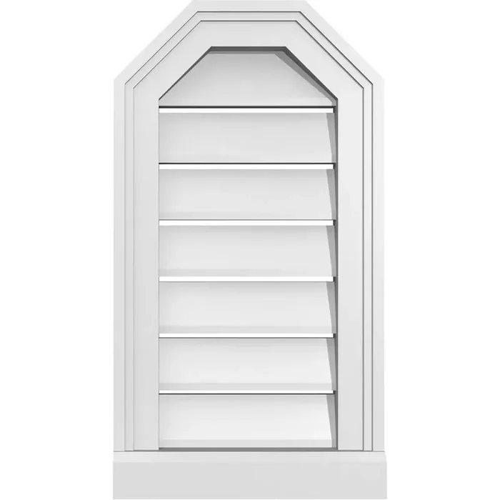 12″ x 22″ Octagonal Top Surface Mount PVC Gable Vent Functional with Brickmould Sill Frame