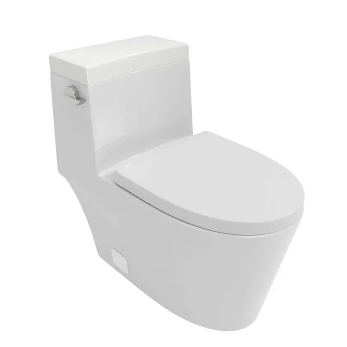 12 in. 1-piece 1.28 GPF Single Flush Elongated Toilet in White Seat Included-B