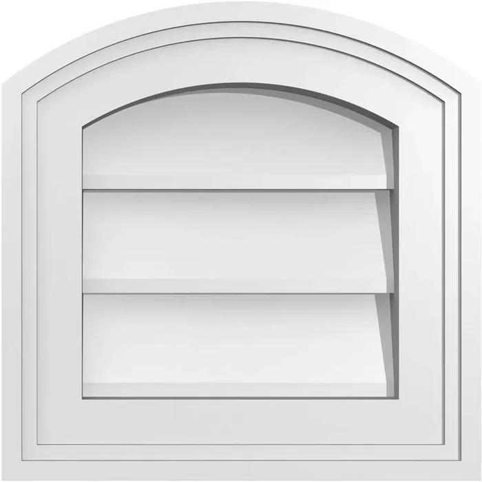 12 in. x 12 in. Arch Top Surface Mount PVC Gable Vent Functional with Brickmould Frame