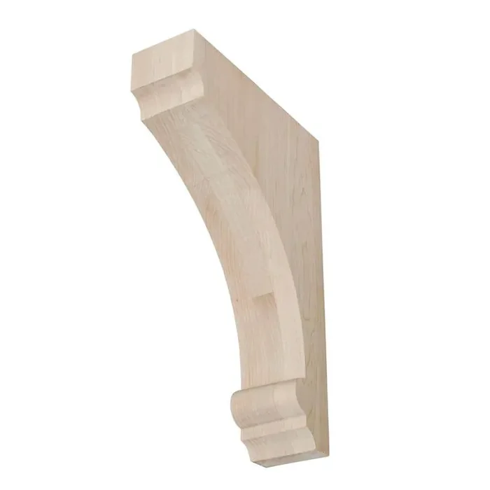 12 in. x 2-1/2 in. x 8 in. Unfinished Medium North American Solid Hard Maple Traditional Plain Wood Backet Corbel