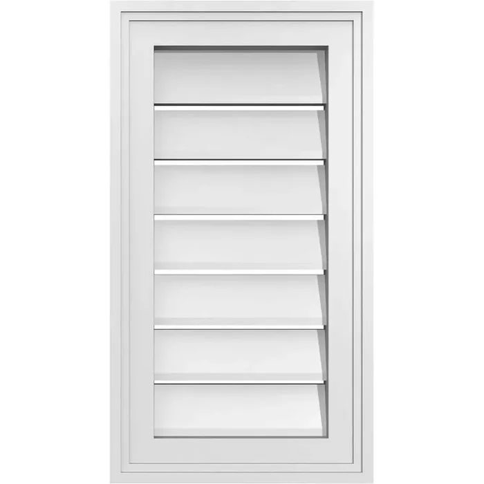12 in. x 22 in. Vertical Surface Mount PVC Gable Vent Functional with Brickmould Frame