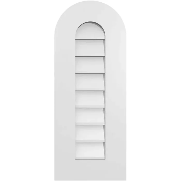 12 in. x 30 in. Round Top Surface Mount PVC Gable Vent Decorative with Standard Frame