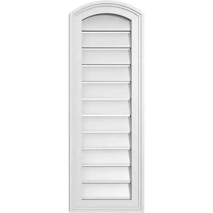 12 in. x 32 in. Arch Top Surface Mount PVC Gable Vent Decorative with Brickmould Frame