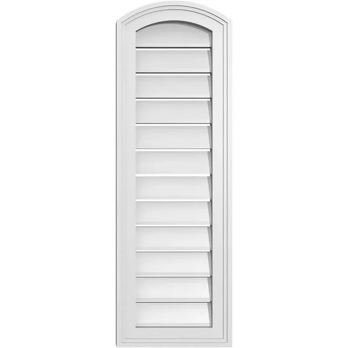 12 in. x 34 in. Arch Top Surface Mount PVC Gable Vent Decorative with Brickmould Frame