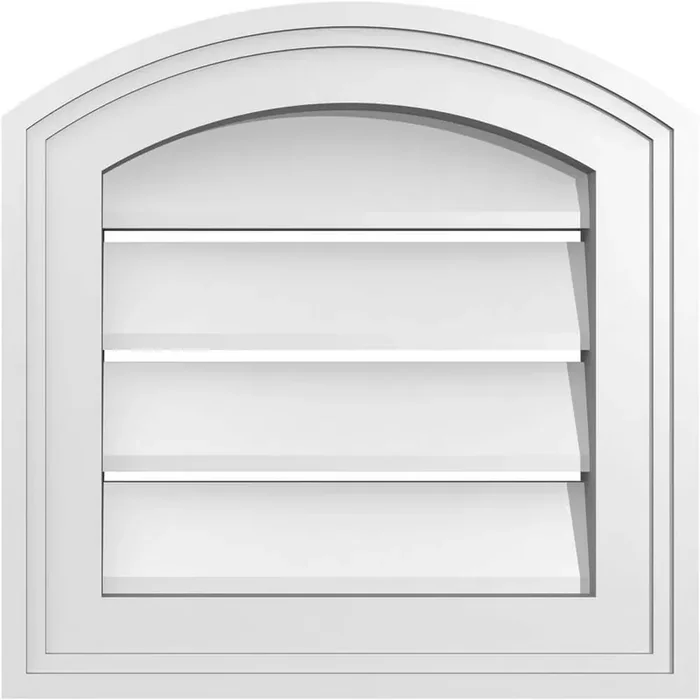 12 in. x 42 in. Arch Top Surface Mount PVC Gable Vent Decorative with Brickmould Frame