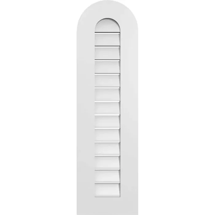 12 in. x 42 in. Round Top Surface Mount PVC Gable Vent Functional with Standard Frame