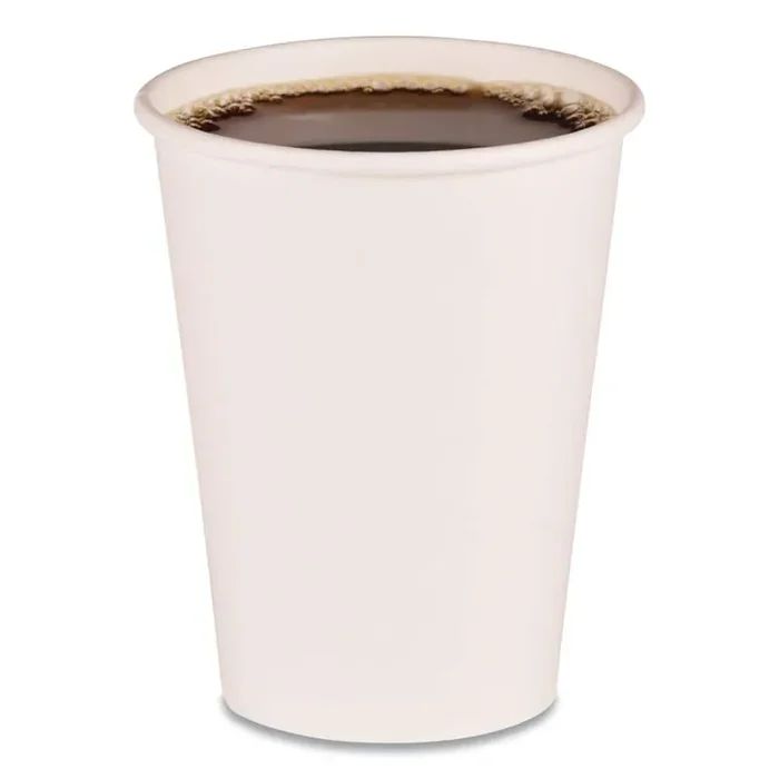 12 oz. White Disposable Paper Cups, Hot Drinks, 20 Cups / Sleeve, 50 Sleeves / Carton