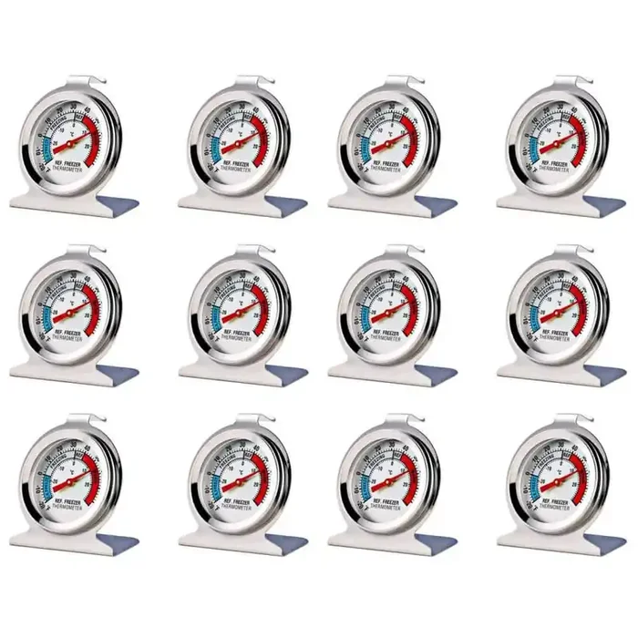 12-Pack Large Dial Analog Thermometer, Refrigerator Freezer Thermometer
