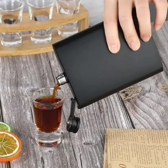 12-Piece 8 oz. Matte Black Stainless Steel Hip Flask with 12 Funnels Leakproof for Weddings Parties Birthdays
