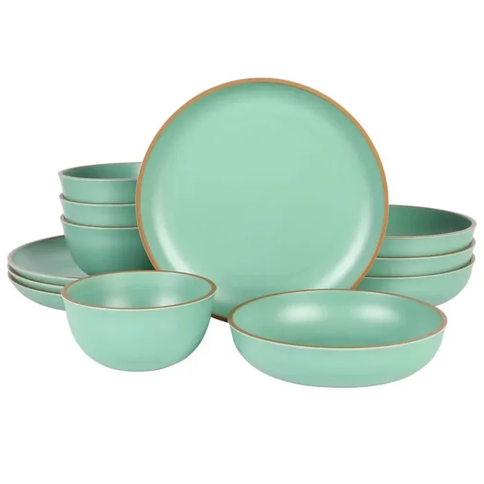 12-Piece Double Bowl Melamine Dinnerware Set