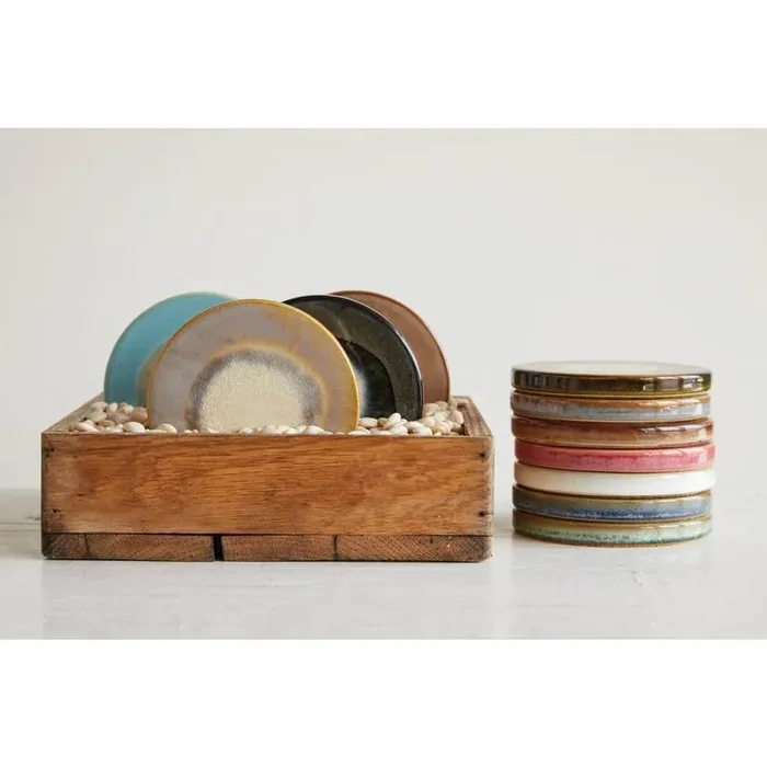 12-Piece Round Stoneware Trivet Serving Board Set